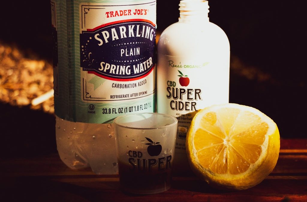 CBD Super Cider, Sparkling Water and Lemon