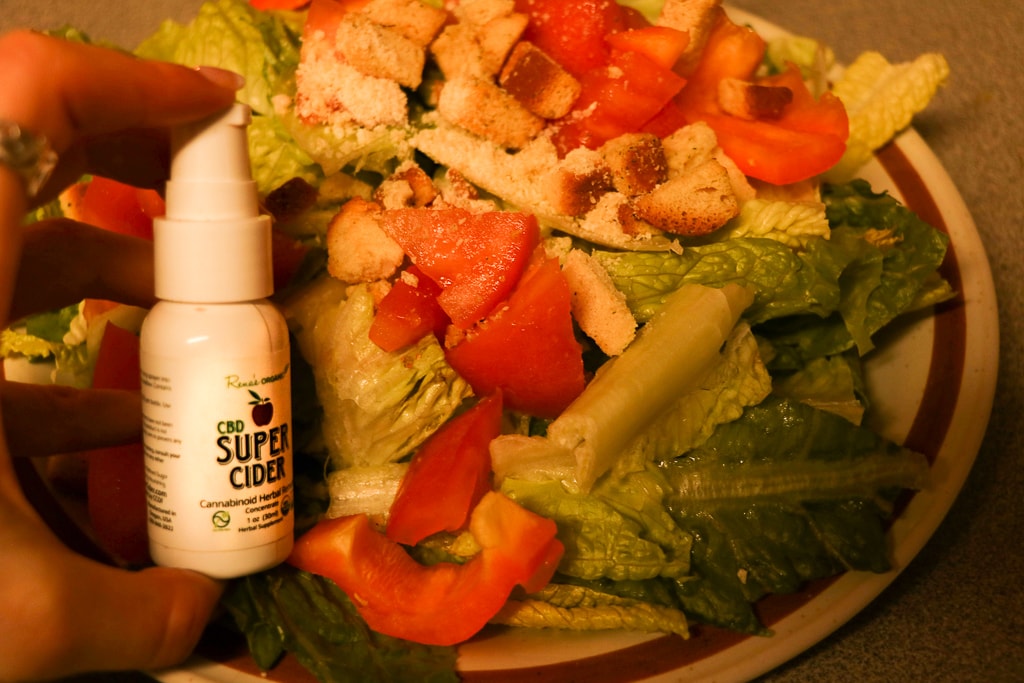CBD Super Cider Spray on Salad